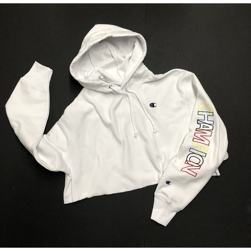 Champion Reverse Weave Rainbow Pride Hoodie Sz 2XL Cropped Crop Sweatshirt XXL